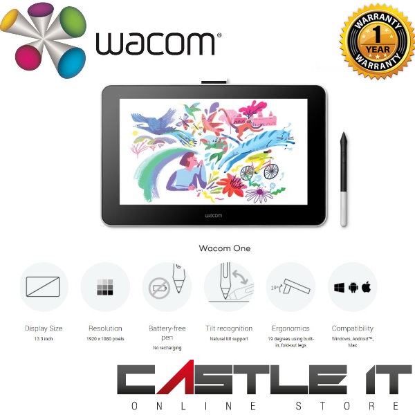 Wacom DTC133WOC One Creative Drawing Pen Display Tablet 13.3-inch ...