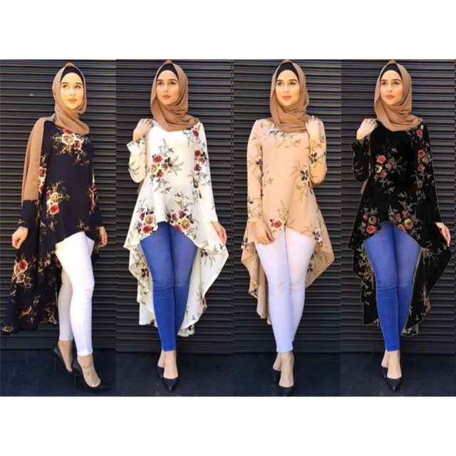 Baju Raya 2020 Fesyen Muslimah Blaus Swallowtail Muslimah Fesyen Fashion Irregular Swallowtail Blouse Muslimah Blouse Shopee Malaysia