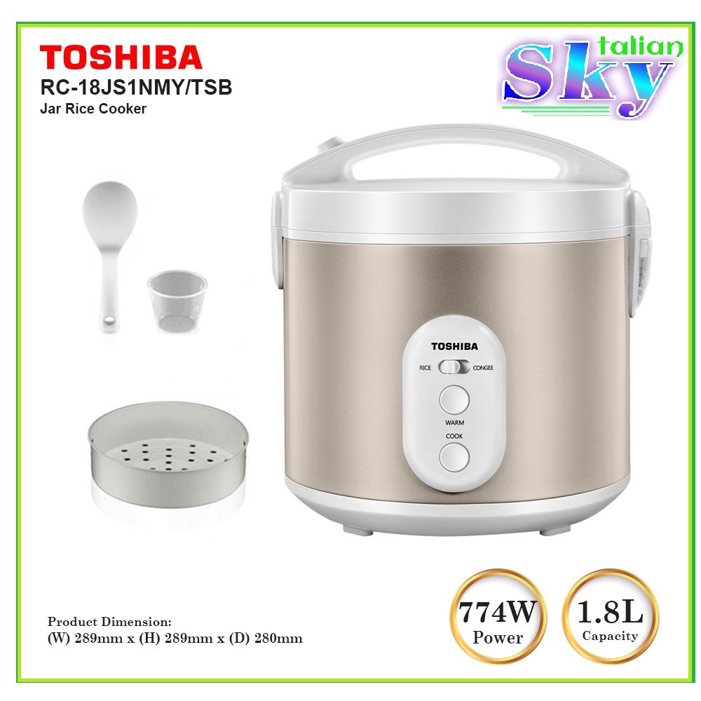 Toshiba Non Stick Jar Rice Cooker with Congee Function (1.8L) RC