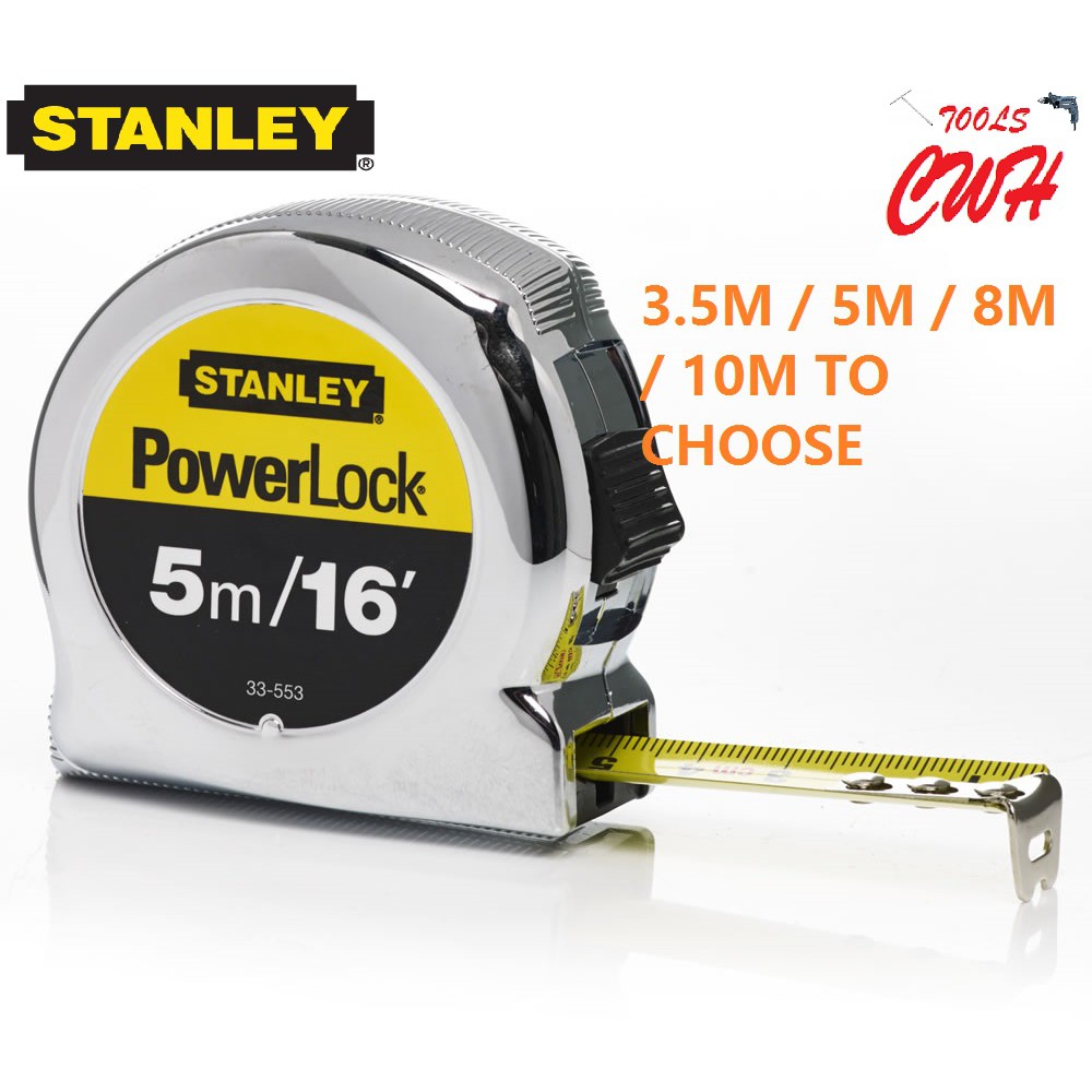 Stanley 33215 PowerLock Metal Case Tape Rule Chrome 1/2" x 12' Home