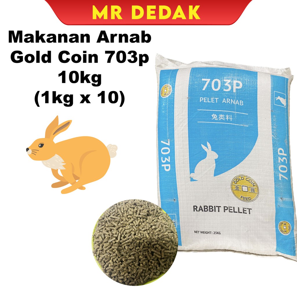 [10KG] [703P] Makanan Arnab Premium Gold Coin / Rabbit Pellet / Landak /Guinea Pig/Penggemuk Arnab [REPACK]