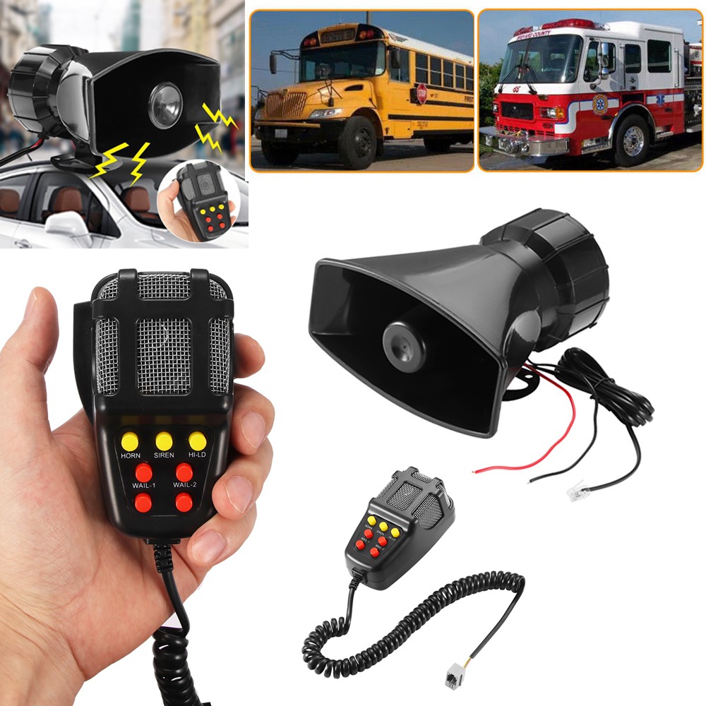 Lt3my car alarm horn 12v 100w 7 siren sounds car siren vehicle horn mic pa speaker system loud