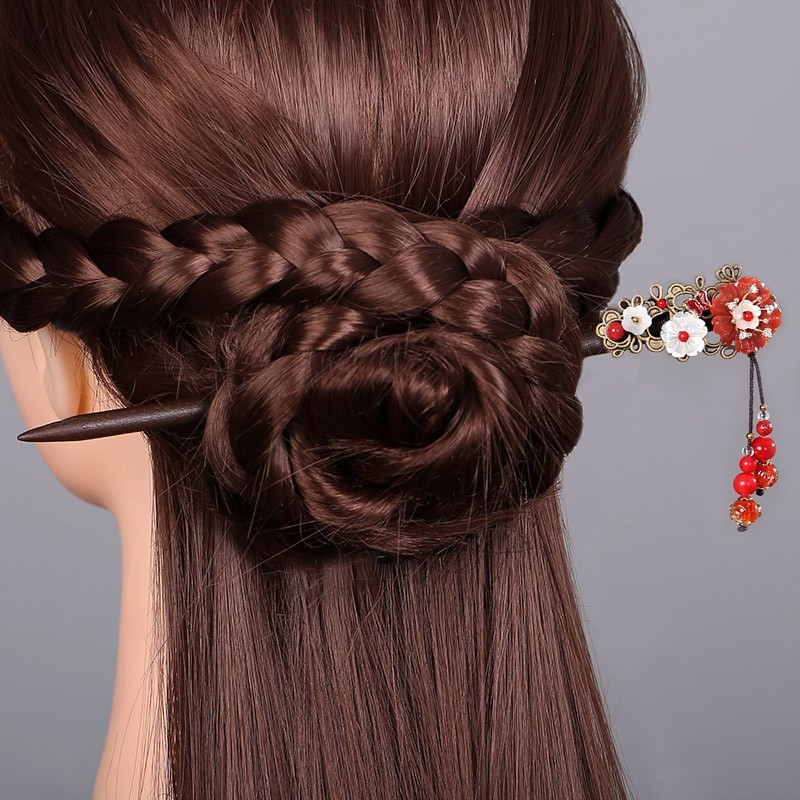 Red Hair Bun Tassel Step Chinese Style Scorpion Ancient Ornament