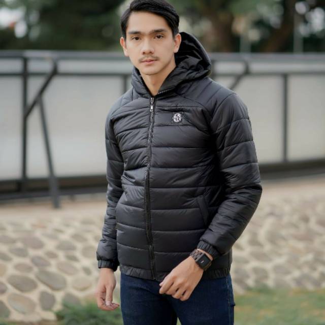 puffer jacket and hoodie