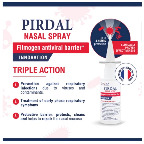 Pirdal Nasal Spray 15ml (clinically proven effectiveness against viruses including SARSCoV2