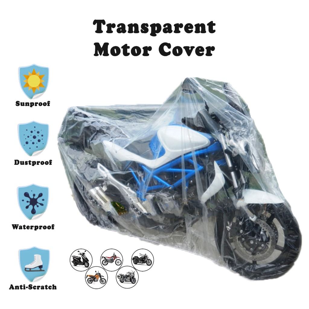 ? Ready Stock ? Penutup Motor Bike Cover Motorcycle Motorbike Cover Dust Protection (Transparent / Grey / 190T Black)