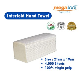 【16 pack】Interfold Hand Towel Tissue Paper Paper Towel Kitchen Towel Tissue Tisu Tuala Tangan 厨房纸巾 擦手纸巾