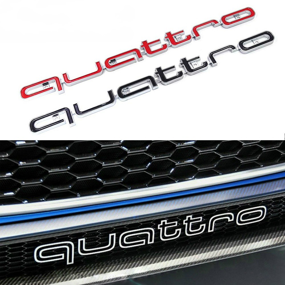 Quattro Logo Emblem Badge Car 3D Stickers ABS Front Grill Lower Trim