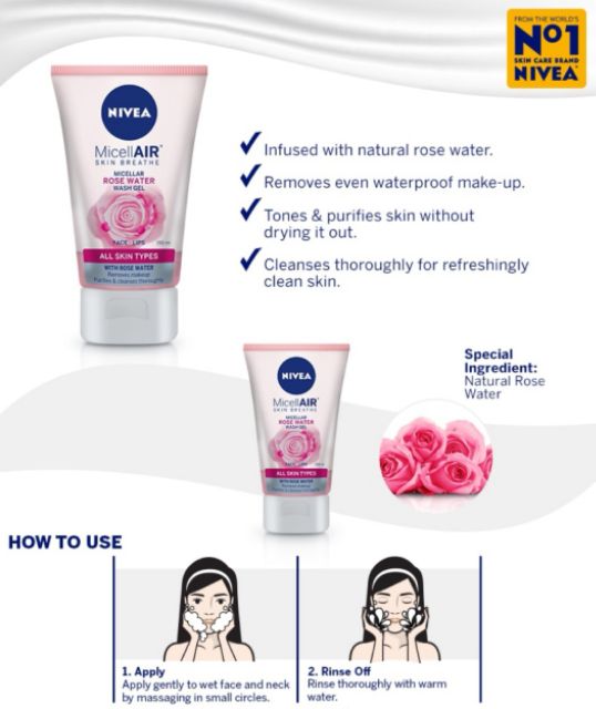 nivea rose water wash gel