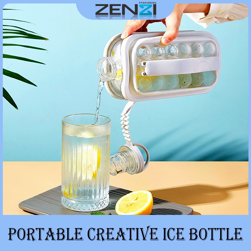 Ice Ball Maker 2 In 1 Portable Creative Ice Bottle Cubic Container Ice Cube Round Tray Mold DIY Iattice Kettle Bar