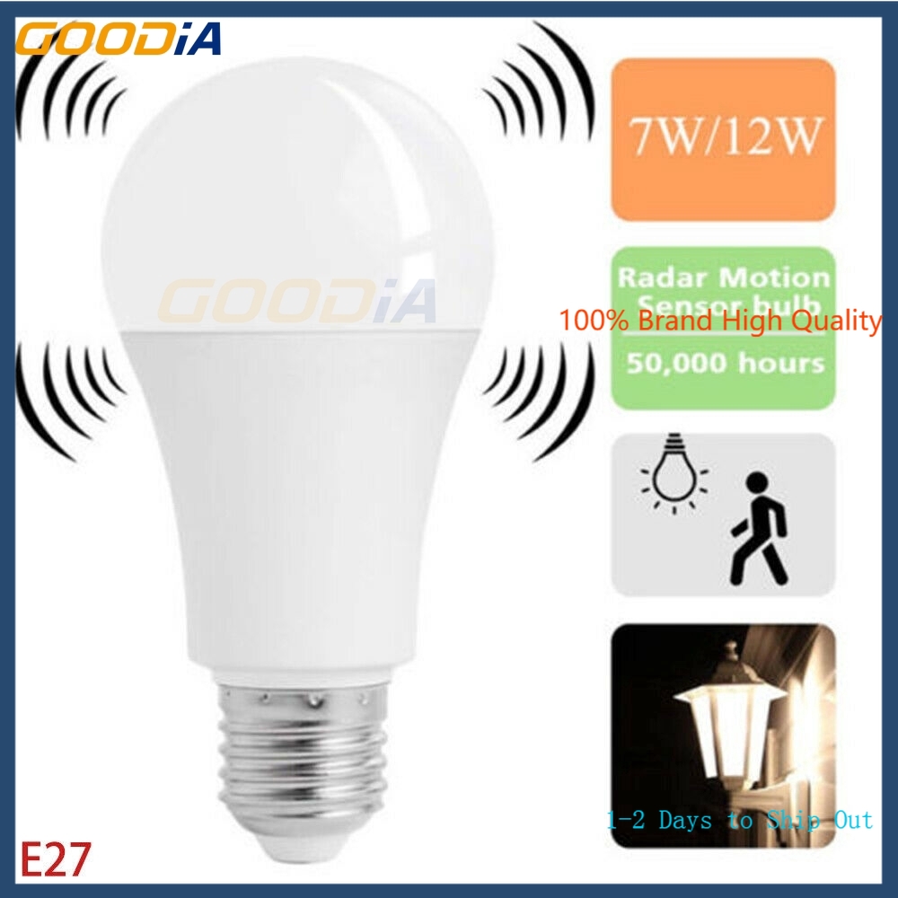 ღ[ IN STOCK] ღE27 LED Microwave Radar Sensor Ambient PIR Motion 12W LED Globe Bulb Light Lamp