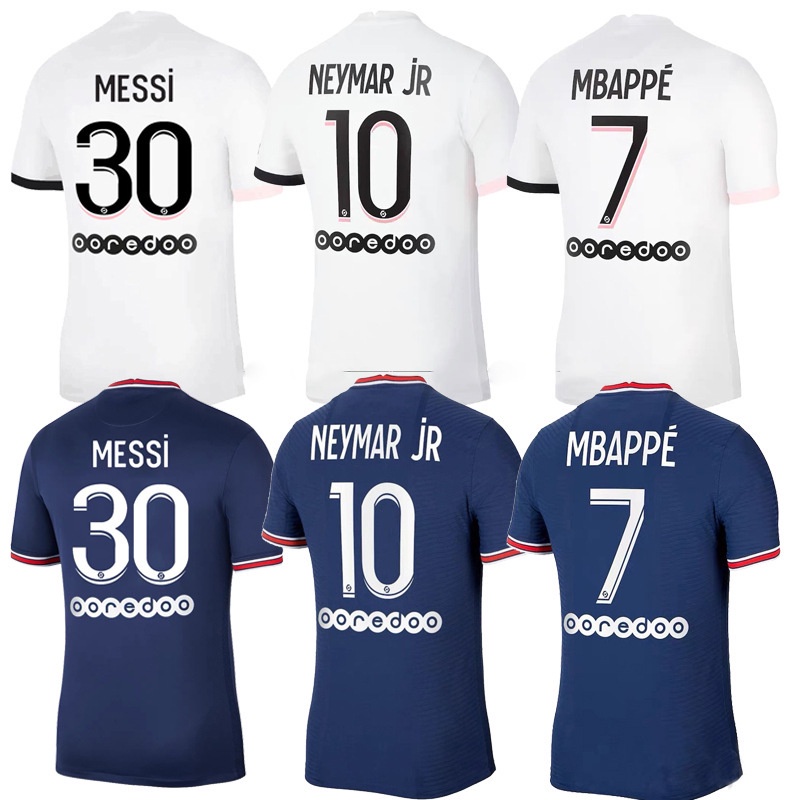 Ready Psg Paris Saint Germain Football Jerseys No 7 Mbappe No 10 Neymar Paris Messi Jersey Sports Shirts Baju Jersi Shopee Malaysia