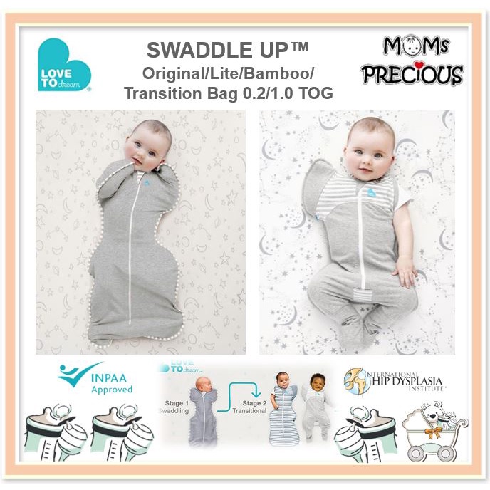 Love to Dream SWADDLE UP™ Stage 1 & 2 - Original/Lite/Transition Bag (0.2/1.0 TOG) Bamboo