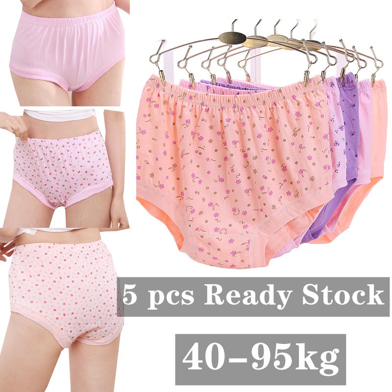 5 Pcs 40 95kg Panties Women Plus Size High Waist Cotton Ladies Underwear Mom Mother Big Size Xl 9689