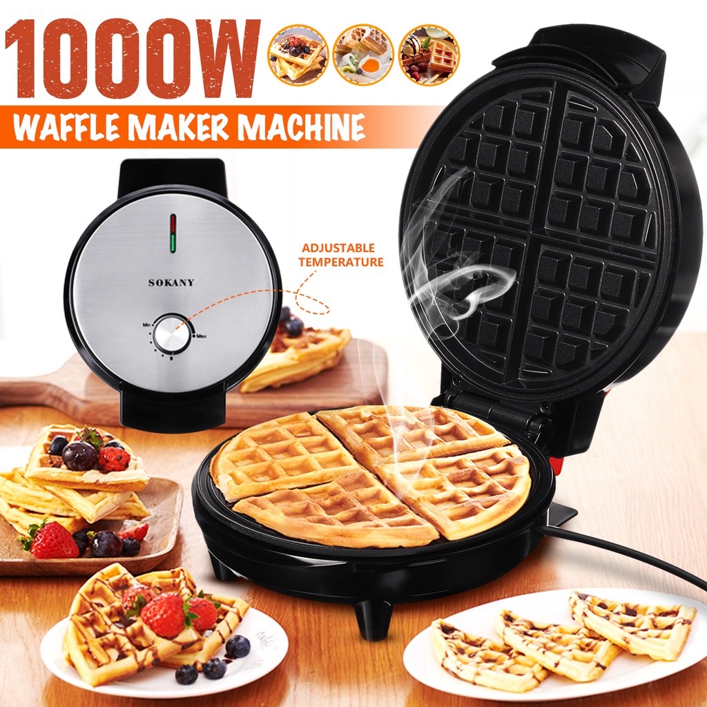 Electric Waffles Maker 7 Gear Adjustable Bubble Egg Cake Oven Breakfast Waffle Machine Double-Sided Heating Waffle Pot 1000W 