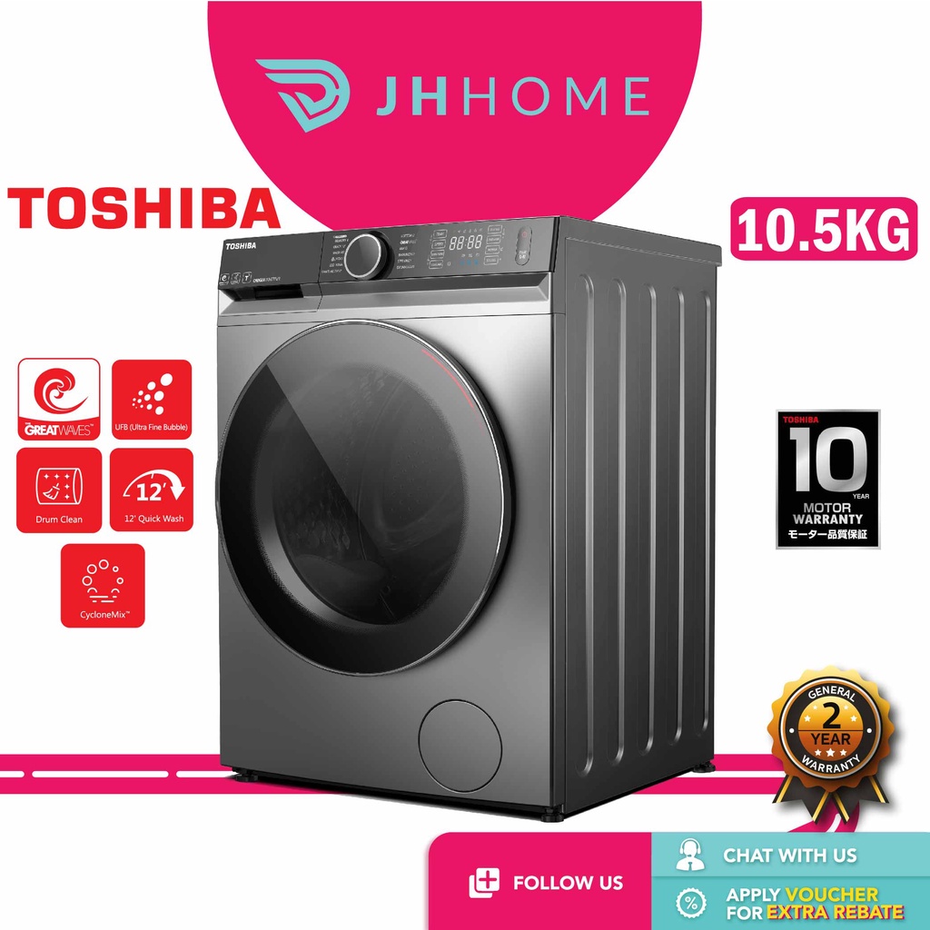 Toshiba 10.5KG Front Load Origin Inverter Washer TWBK115GF4M(SK) 9