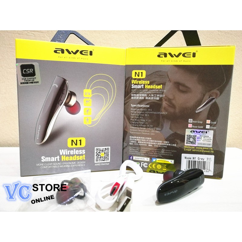 Effectief ketting draaipunt AWEI N1 Bluetooth Wireless Smart Headset | Shopee Malaysia