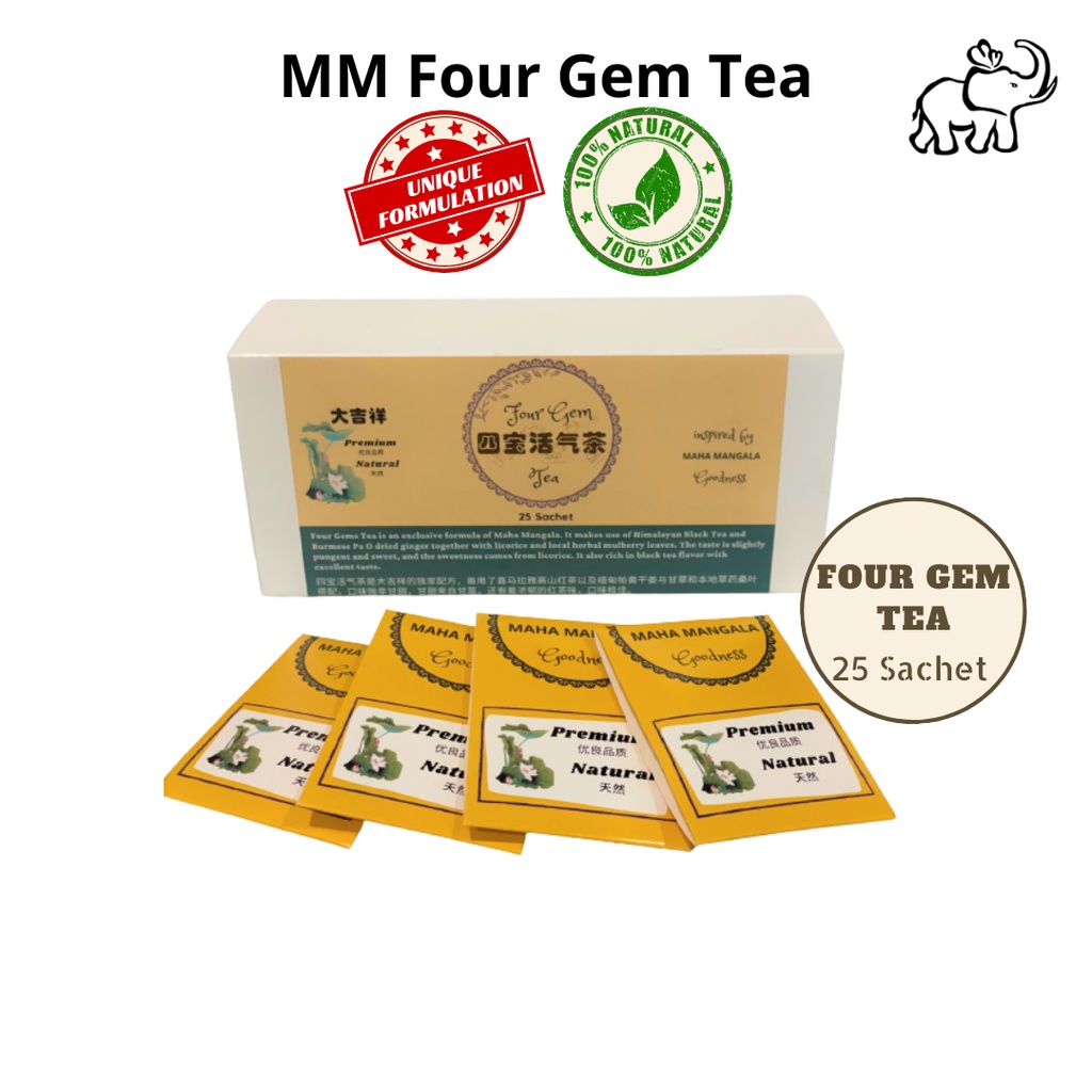 MM Four Gems Tea 25x2.5g Premium Natural Organic Healing Tea 大吉祥四宝活气茶 25x2.5g 优质天然有机治疗茶