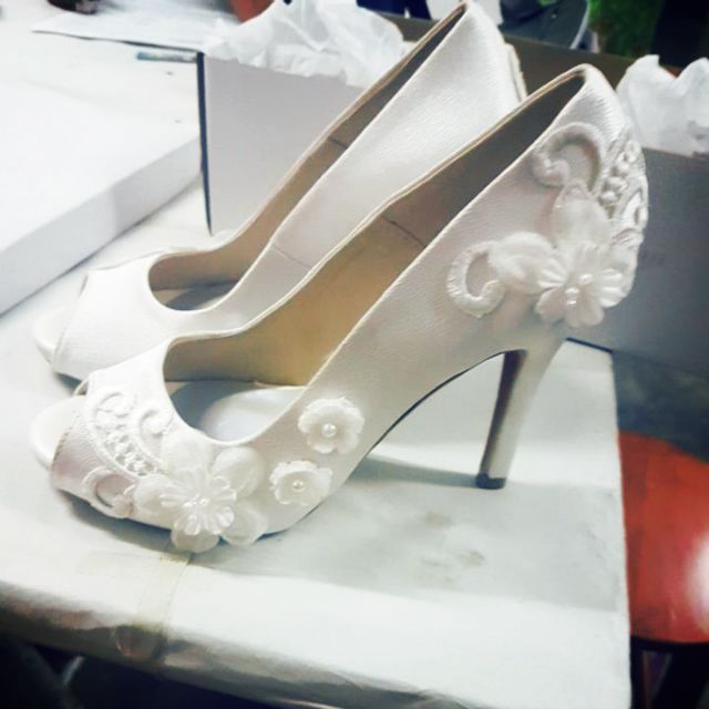 white high heel wedges