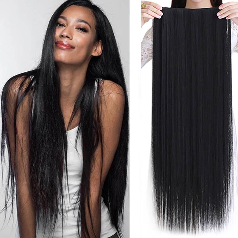 32inch One piece 5 Clips Synthetic Hair Extensions Long Straight Black  Brown Hairpiece | Shopee Malaysia