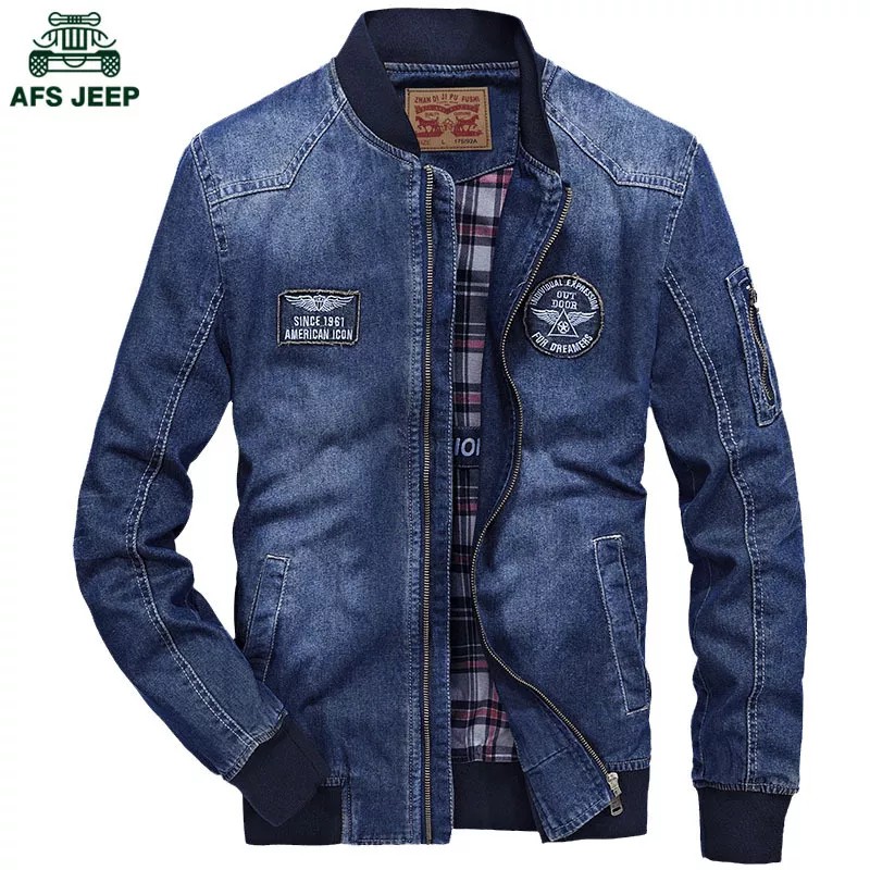 cotton blend zipper warm coat denim jacket