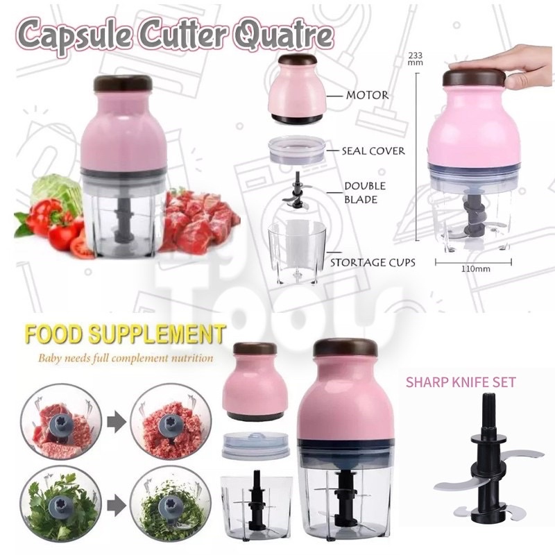 Capsule Cutter Quatre Mini Electric Meat Grinder Baby Hand Mixer Blender Chopper Food Processor knife only