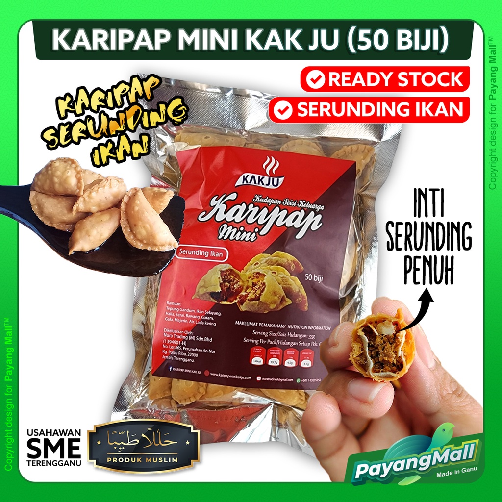 𝙋𝙖𝙮𝙖𝙣𝙜 𝙈𝙖𝙡𝙡 Karipap Mini Serunding Ikan Kak Ju Inti Padat Asli