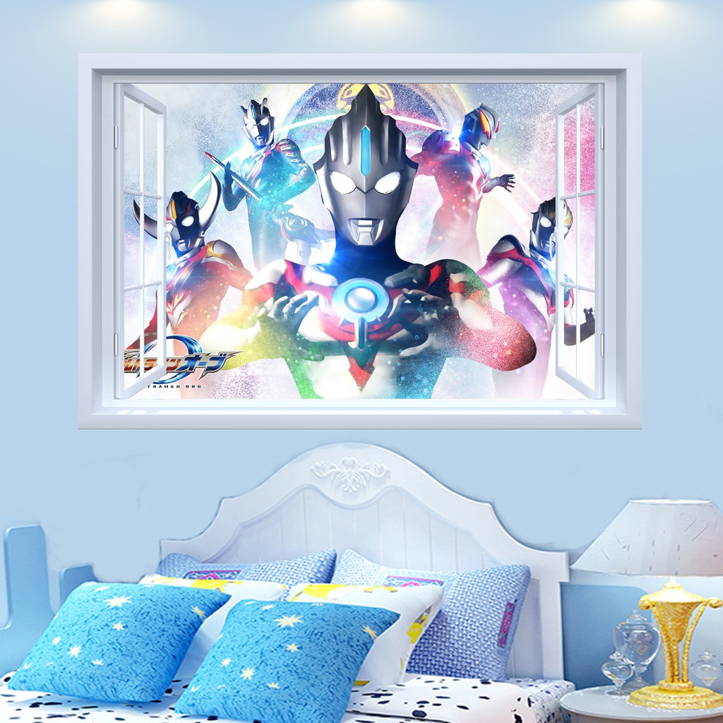 Wallpaper Self Adhesive Bedroom Ultraman Wall Stickers Cartoon Wall Paper Boy Room Decoration Custom Children S Wall Painting Stickers Shopee Malaysia