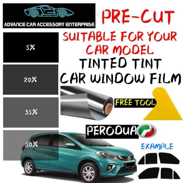 Pre-Cut Tinted 4 Windows Tinted Tint Black Car Windows 
