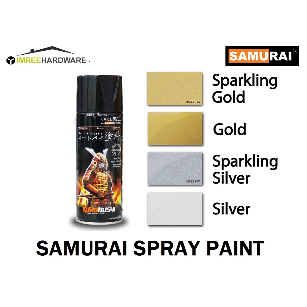 SAMURAI Spray Paint Metallic (Sparkling Gold, Sparkling Silver, Sparkling Grey) Standard Colours