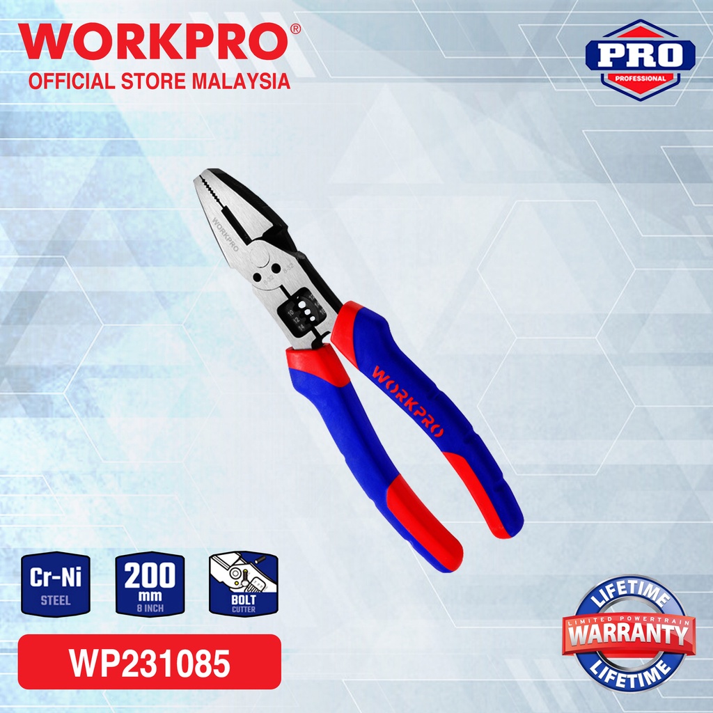 WORKPRO Combination Pliers 200 Mm, High Leverage Pliers Cr-V Linesman Pliers | UK