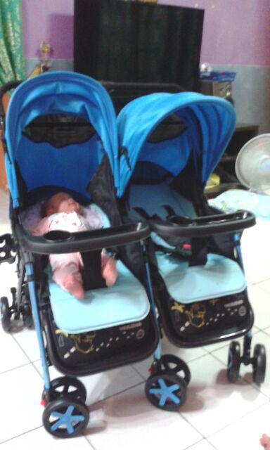 Ultralight Foldable Left Right Twin Stroller 2 Baby Double Trolley Steel Frame Kereta Tolak Baby Budak Shopee Malaysia