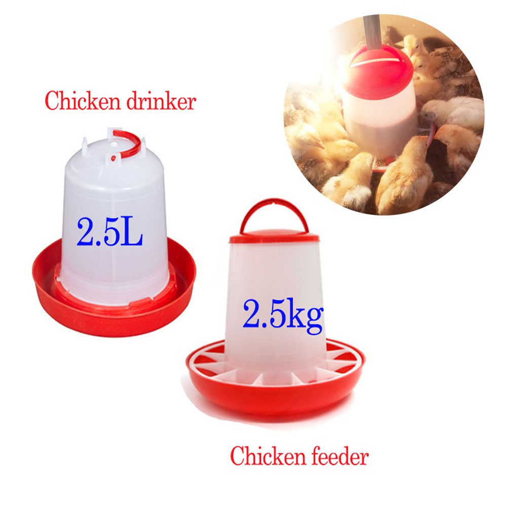 2 PCS /1 PC Chicken Drinker 2.5L / Chicken Feeder 2.5Kg Farm Animal Feeder Waterer Poultry Automatic feeding Supplies