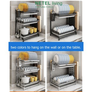  NETEL  Rack 304 Stainless Steel Rak  Pinggan Mangkuk Dapur  