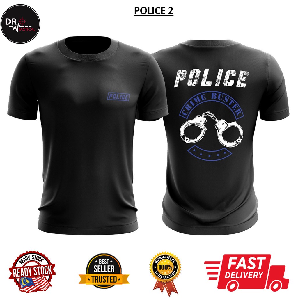 DR TACTICAL Ready stock Microfiber eyelet jersey inner unisex round neck short sleeve T shirt baju Police 2 dewasa