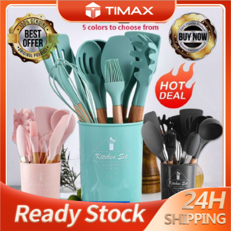 READY STOCK 12Pcs Cooking Tools set Cutleries Set sudip Kitchen Cookware Set Silicone Utensils Cooking Sets