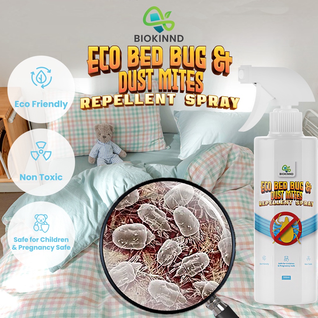 BIOKINND Eco Bed Bug & Dust Mites Repellent Spray Repellent Water Based Spray (500ml) Penghalau