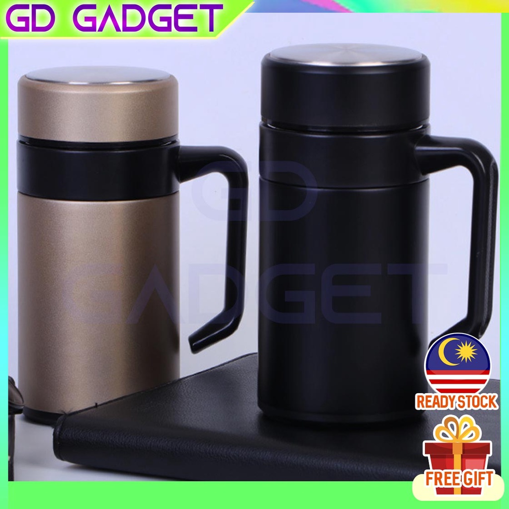 Stainless Steel Thermos Cup Tea Office Mugs Bottle Handle Lid Tea