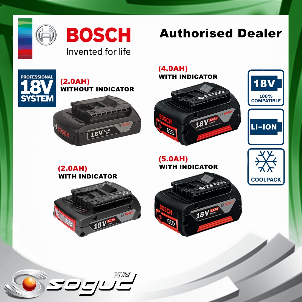 BOSCH 18V BATTERY PACK GBA18V 2.0AH 4.0AH 5.0AH COOLPACK CORDLESS ...