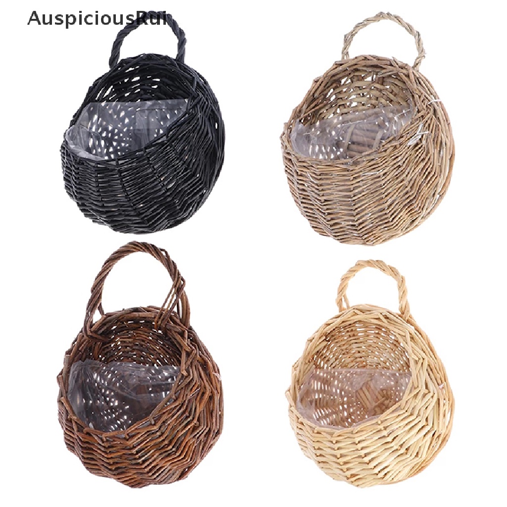 [AuspiciousRui] Flower Planter Wall Hanging Wicker Rattam Basket Garden Vine Pot Plants Holder Good goods