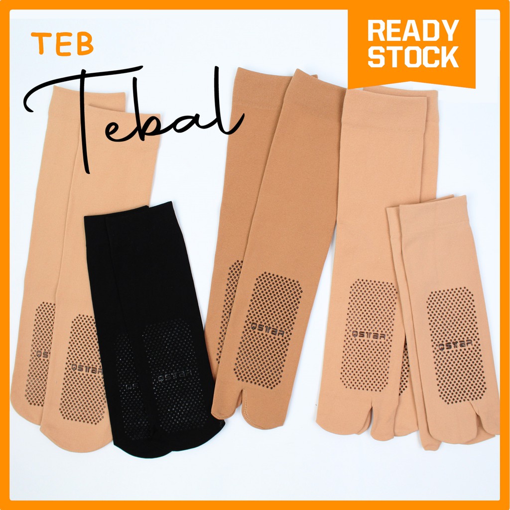 QSTAR 1 Pair Muslimah 2-Toe Maternity Socks Thick / Stokin Tebal Muslimah Berpantang Umrah Haji Jejari Aurat
