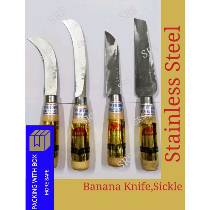 Banana knife wood handle steel blade sickle pisau pisang pisau nenas
