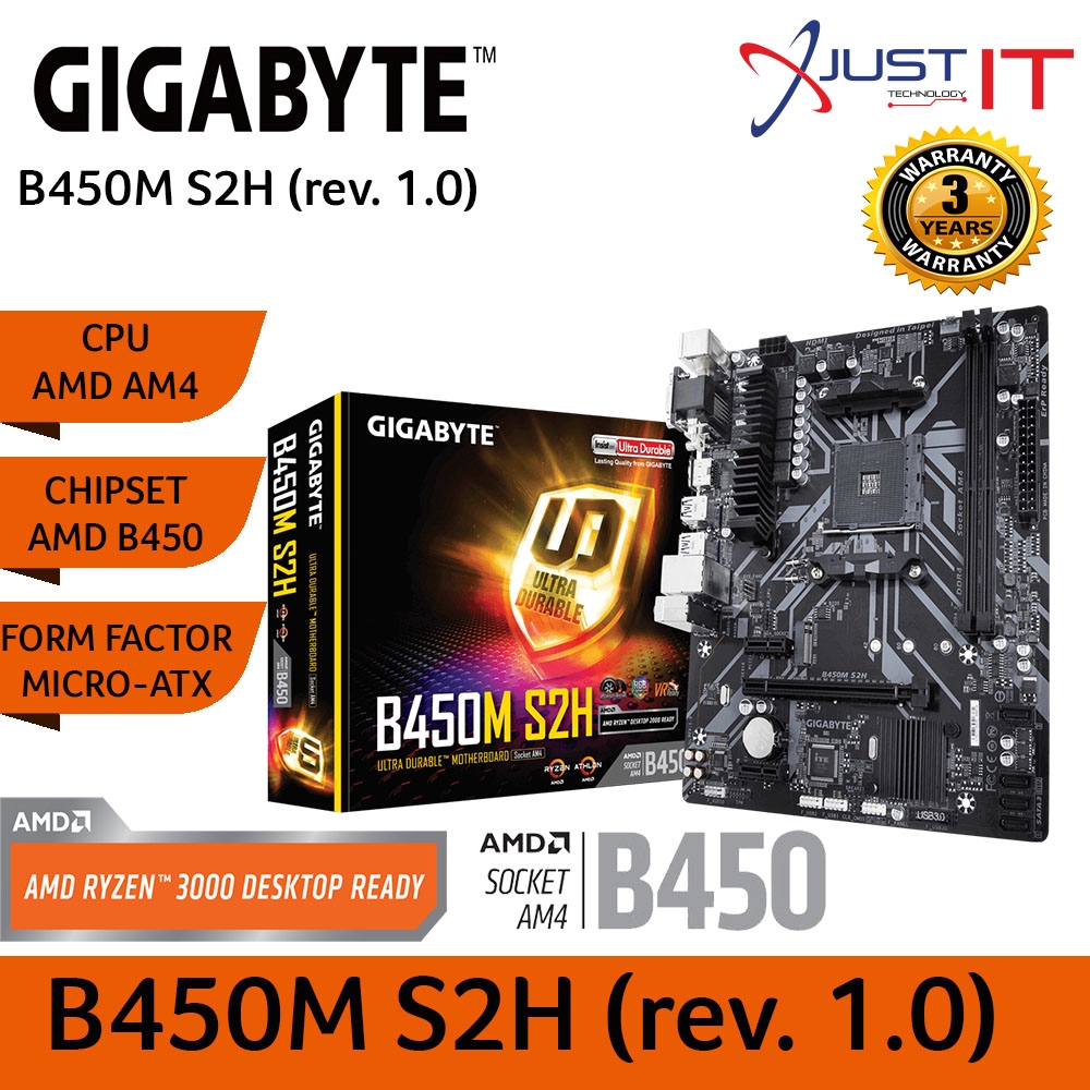 Gigabyte B450M-S2H Am4 Motherboard | Shopee Malaysia