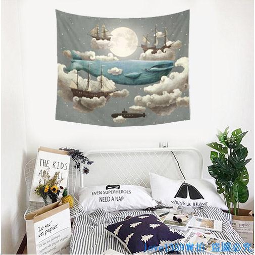 Whale Bedroom Living Room Decoration Wall Hanging Fabric Wall Decoration Leisure