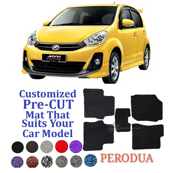 Myvi 2005-16 12mm Pre Cut PVC Coil Floor Mat Anti Slip 