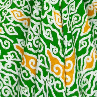 PANGOI Kain Dolby Batik Long Kaftan Dress Hijau Oren Corak PANGOI Kain Dolby Batik Long Kaftan Dress Hijau Oren Corak