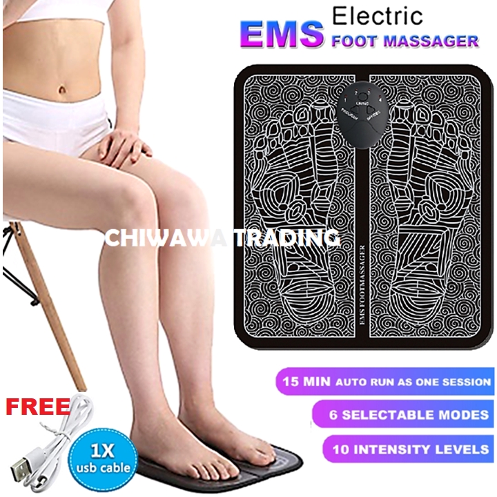 EMS Electric Foot Massager Muscle Stimulator Vibrator Pulse Vibration Relaxation Feet Mat Physiotherapy Machine