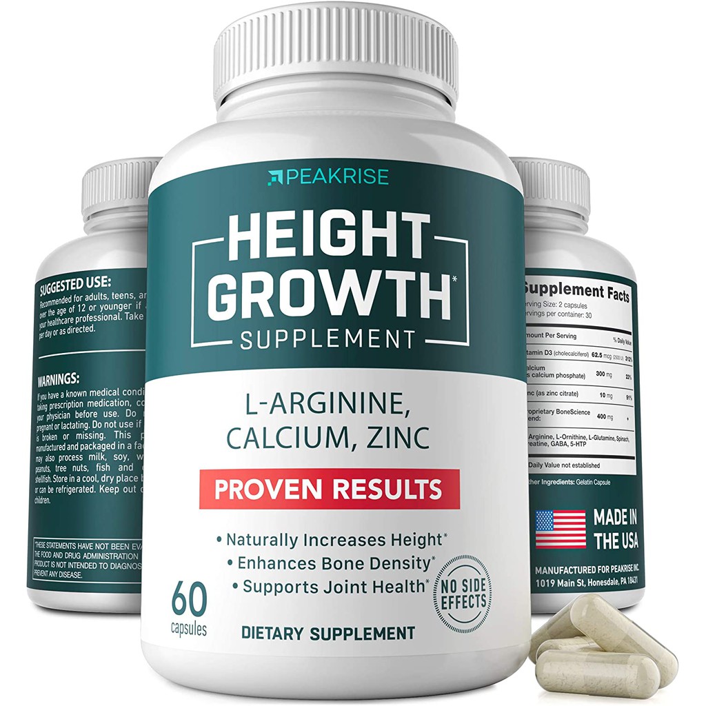 Height Growth Vitamin Pills L Arginine Calcium Zinc Supplement