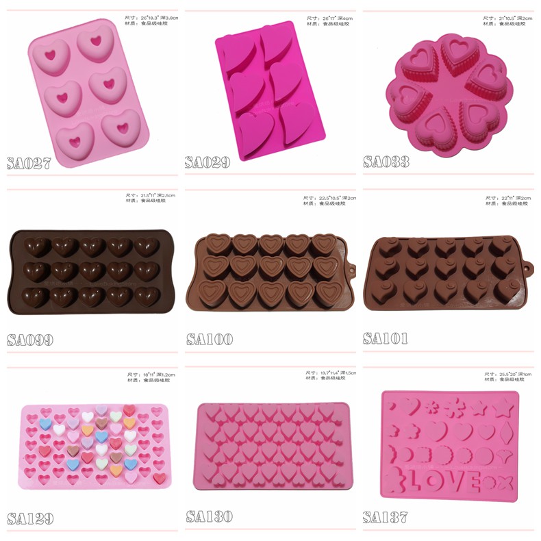 4 Pieces Heart Shape Silicone Moulds Valentines Chocolate Candy Moulds Baking Jelly Mould for Party Cake Decoration 