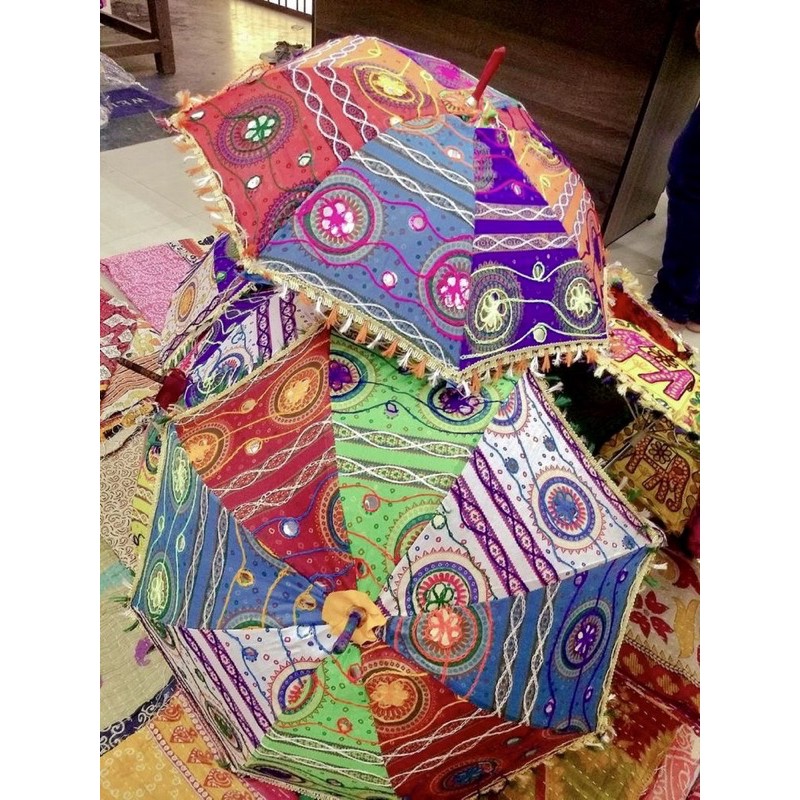 Multicolour Embroidered Indian Umbrella Decorative Wedding Function Home Decoration Deepavali/Thaipusam Ready Stock.